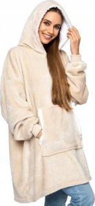 kontrast Ciepła gruba bluza z kapturem kocobluza oversize beżowa 4