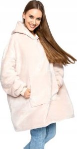 kontrast Ciepła gruba bluza z kapturem kocobluza oversize jasnobeżowa 4