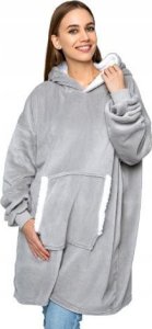 kontrast Ciepła gruba bluza z kapturem kocobluza oversize szara 3