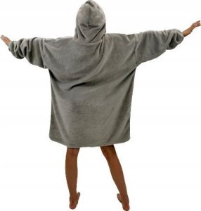 kontrast Ciepła gruba bluza z kapturem kocobluza oversize szara 5