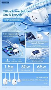 Ładowarka Remax ŁAD SIEC REMAX GAN POWER STRIP 65W RP-U157 2xUSB+2xUSB-C 1.5M WHITE 2