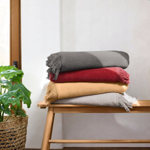 Ibena Uni Blanket Braga camel 150x200 3