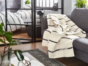 Bugatti Bugatti Jacquard Blanket Woolen White 150x200 4