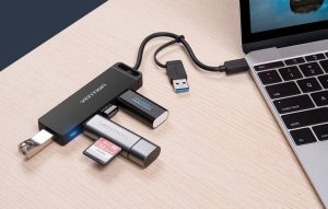 HUB USB Vention Hub USB 3.0 z 4 portami, interfejsem USB-C i USB 3.0 2-w-1 oraz zasilaczem Vention CHTBB 0,15 m 3
