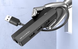 HUB USB Vention Hub USB 2.0 z 3 portami i adapterem Ethernet 100m Vention CHPBB 0,15m czarny 5