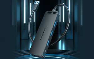 HUB USB Vention Hub USB 3.0 z 4 portami i zasilaczem Vention CHLBF 1m Czarny 5