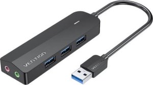 HUB USB Vention Hub USB 3.0 z 3 portami, kartą dźwiękową i zasilaczem Vention CHIBB 0,15m czarny 1