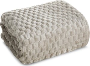 Design 91 Miękki koc z włókna mikroflano z tłoczeniem CINDY 170X210 beżowy 1