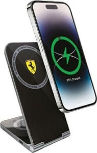 Ładowarka Triton Ferrari składana ład. indukcyjna 2w1 FECBFMALK 15W czarny/black Printed Logo MagSafe 1