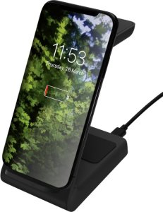 Ładowarka Deltaco 3-in-1 belaidis įkroviklis DELTACO 15 W, USB-C, Qi sertifikuotas, LED indikatorius, juodas / QI-1037 2