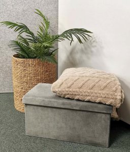 kontrast Pufa tapicerowana ze schowkiem PERFECT DUO 60x30x30 cm szara 10