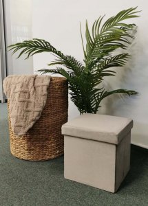 kontrast Pufa kwadratowa tapicerowana ze schowkiem 30x30x30 cm toupe 8