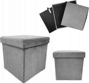 kontrast Pufa kwadratowa tapicerowana ze schowkiem 30x30x30 cm szara 2