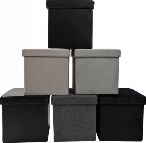 kontrast Pufa kwadratowa tapicerowana ze schowkiem 30x30x30 cm szara 7