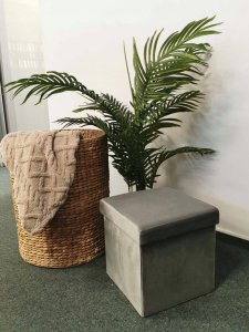 kontrast Pufa kwadratowa tapicerowana ze schowkiem 30x30x30 cm szara 8