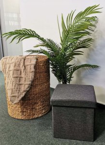 kontrast Pufa kwadratowa tapicerowana ze schowkiem PERFECT 30x30x30 cm płócienny szary 7