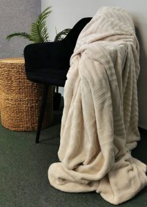 kontrast Miękki i gruby koc tłoczony jak narzuta COSTA 150x200 ciemny beżowy 2