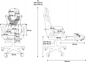 Fotel kontrast Fotel biurowy gamingowy obrotowy ekoskóra dla graczy + podnóżek czarny biały 14