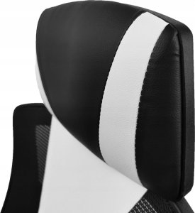 Fotel kontrast Fotel biurowy gamingowy obrotowy ekoskóra dla graczy + podnóżek czarny biały 4