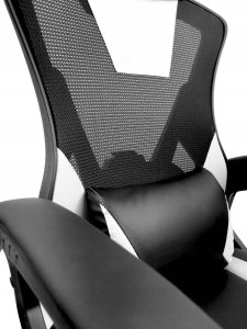 Fotel kontrast Fotel biurowy gamingowy obrotowy ekoskóra dla graczy + podnóżek czarny biały 7