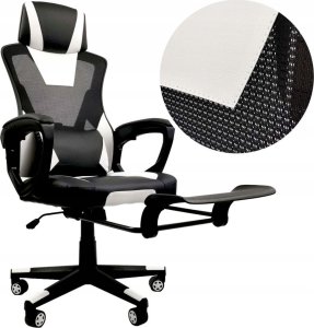 Fotel kontrast Fotel biurowy gamingowy obrotowy ekoskóra dla graczy + podnóżek czarny biały 9