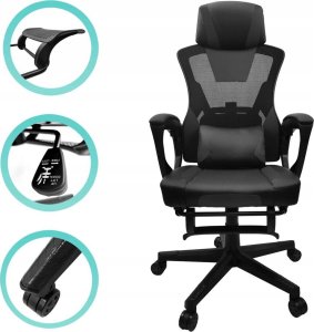 Fotel kontrast Fotel biurowy gamingowy obrotowy dla graczy KG100 + podnóżek czarny 8