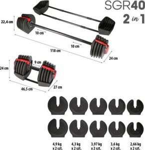 HMS ‎Hantel SGR40 Pro Set żeliwny 1 x 43.5 kg 9