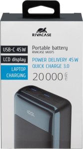 RivaCase POWERBANK DO LAPTOPA, TABLETU, SMARTF. 20.000 MAH USB-C 45W, 2X WE/WY USB-C PD 45W, 2X USB-A QC 3.0 18W, LCD, CZARNY 11