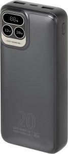 RivaCase POWERBANK 20.000 MAH USB-C 20W LCD, 1X WE/WY USB-C PD 20W, 2X USB-A QC 3.0 18W, CZARNY 2