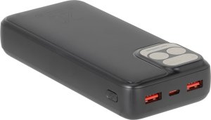 RivaCase POWERBANK 20.000 MAH USB-C 20W LCD, 1X WE/WY USB-C PD 20W, 2X USB-A QC 3.0 18W, CZARNY 5