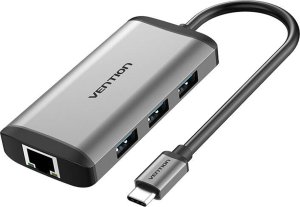 Stacja/replikator Vention Stacja dokująca typu C do HDMI, 3x USB3.0, RJ45, PD 0,15 m Vention CNCHB szary 1