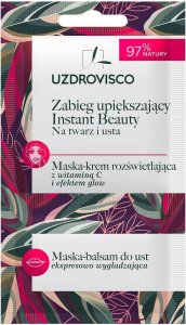 Uzdrovisco UZDROVISCO Instant Beauty maska-krem rozświetlająca z wit. C + maska-balsam do ust 8ml 1