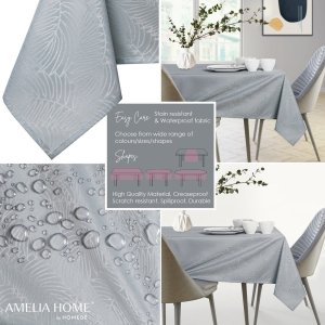 AmeliaHome AmeliaHome Serwetka plamoodporna tłoczona motyw roślinny Gaia 100x100 szara 1