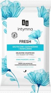 AA Fresh delikatne chusteczki do higieny intymnej skuteczne odświeżenie i nawilżenie 15szt 1