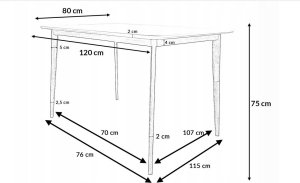 kontrast Stół skandynawski kuchnia salon jadalnia EMMA 120x80x75 biały 10