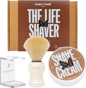 MenRock The Life Shaver Sandalwood zestaw krem do golenia 100ml + pędzel do golenia + stojak na pędzel 1