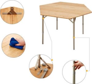 King Camp Sześciokątny Stolik Kempingowy KING CAMP Bamboo 2