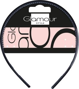 Glamour Plastikowa opaska do włosów z kryształkami Czarna 1