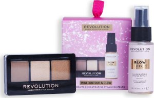 Makeup Revolution Makeup Revolution Mini Contour & Glow zestaw rozświetlający spray utrwalający 30ml + paletka do konturowania twarzy 3x1.05g 1