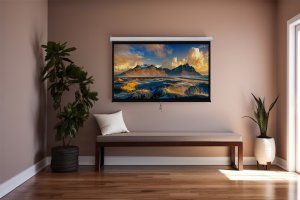 Ekran do projektora Spacetronik Ekran projekcyjny zwijany ręcznie 100" 16:9 4