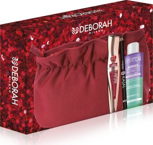 Deborah Set Deborah: Dermolab Bifasico, Hyaluronic Acid, Makeup Remover Lotion, 50 ml + Deborah, Kajal Eye Pencil, 104, Black, 1.5 g + Instant Maxi, Volumizing, Mascara, Black, 14 ml + Makeup Bag, Red For Women 1