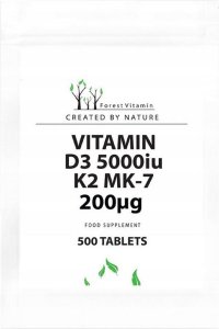 FOREST Vitamin FOREST VITAMIN Vitamin D3 5000 IU K2 MK-7 200ug 500tabs 1