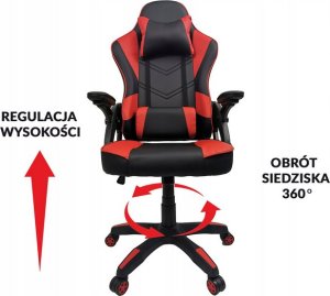 Krzesło biurowe kontrast Fotel gamingowy biurowy obrotowy czarno-czerwony 11