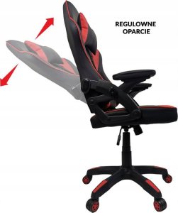 Krzesło biurowe kontrast Fotel gamingowy biurowy obrotowy czarno-czerwony 12