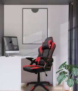 Krzesło biurowe kontrast Fotel gamingowy biurowy obrotowy czarno-czerwony 15