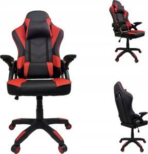Krzesło biurowe kontrast Fotel gamingowy biurowy obrotowy czarno-czerwony 2
