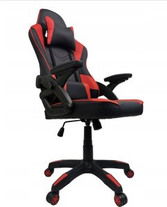 Krzesło biurowe kontrast Fotel gamingowy biurowy obrotowy czarno-czerwony 6