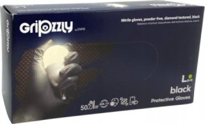 Zarys Zarys Gripzzly - Rękawiczki diagnostyczne, nitrylowe, bezpudrowe, czarne - L 4
