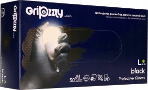 Zarys Zarys Gripzzly - Rękawiczki diagnostyczne, nitrylowe, bezpudrowe, czarne - L 6