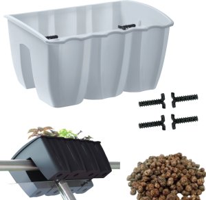 Prosperplast 3x Skrzynka na balustradę DCRO400, Doniczka balkonowa + keramzyt 5l 2